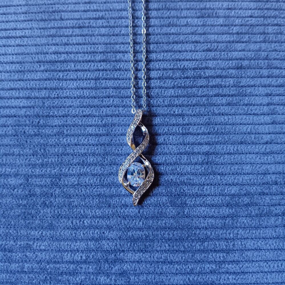 Cubic Zirconia Pendant With 18" Chain